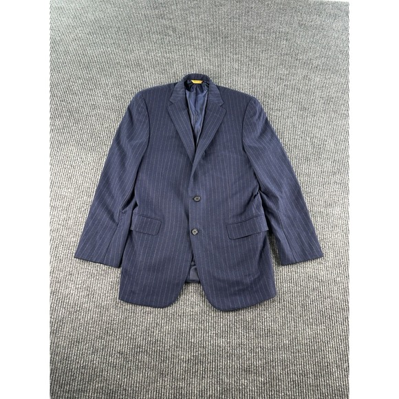 Hickey Freeman Other - Hickey Freeman Suit Jacket 42 R Blue Wool Striped Premium Loro Piana USA Bespoke
